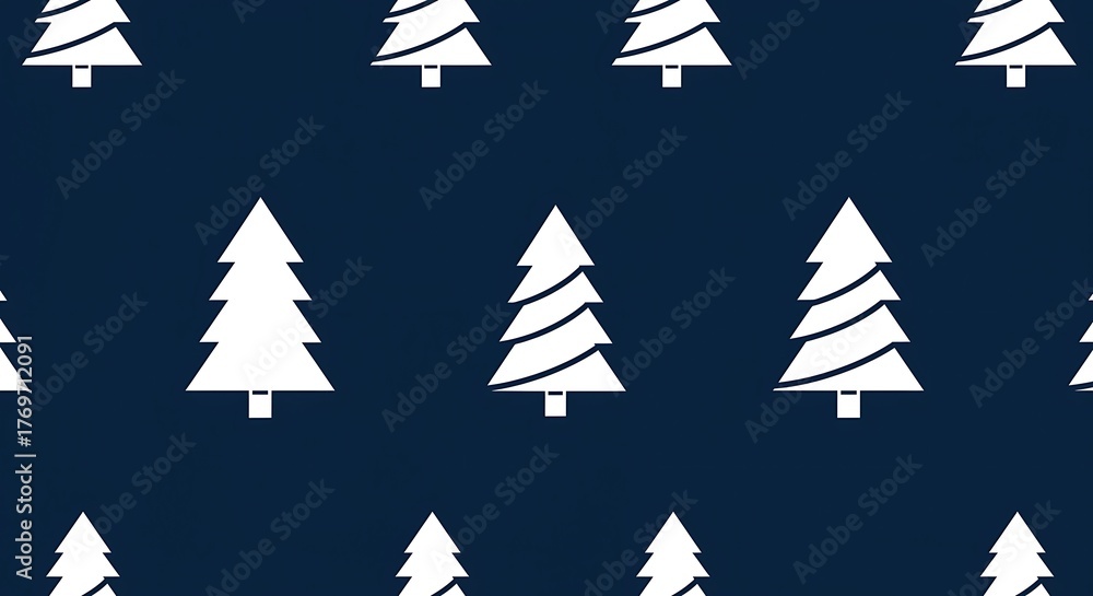 Obraz premium White pine trees on navy blue background christmas trees