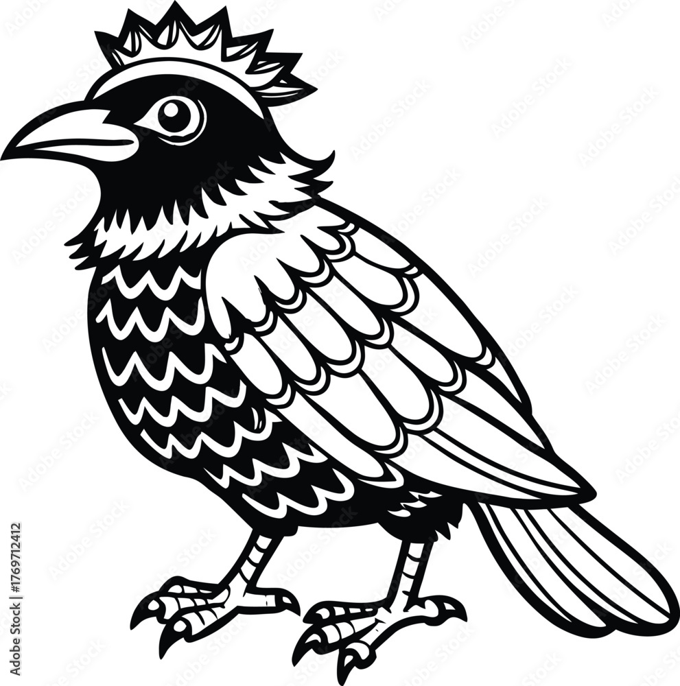 Fototapeta premium Black bird with a crown raven