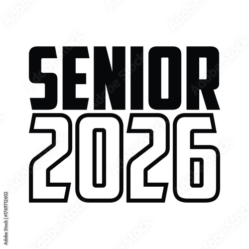 Senior class of 2026 bold varsity style typography on light beige background