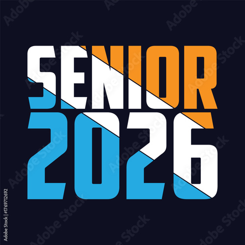 Senior class of 2026 bold varsity style typography on light beige background
