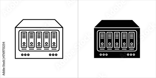 Network attached storage device icon, outline and filled