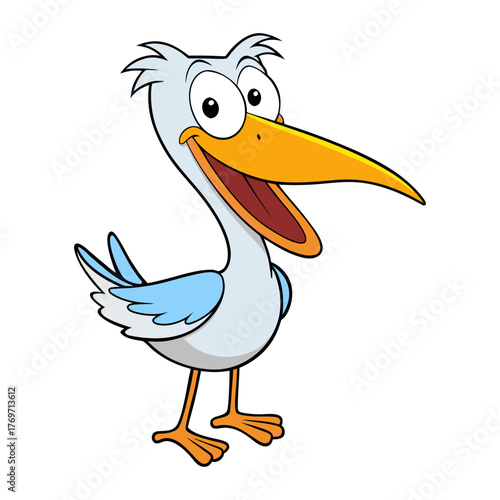 Cute cartoon pelican bird character