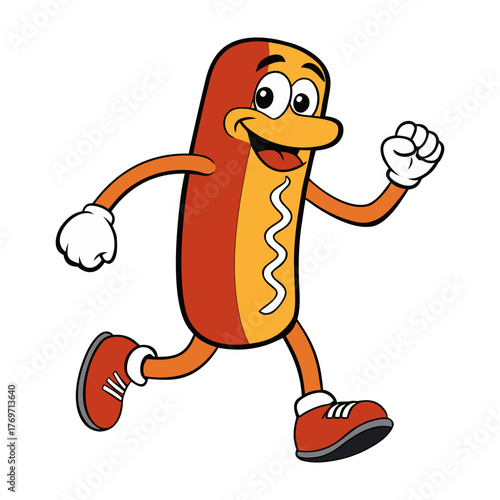 hot dog running a marathon