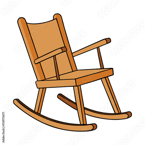 minimalist wooden rocking chair side view