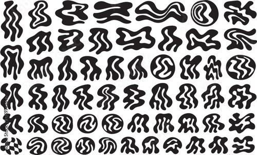 Psychedelic Melting Liquid Shape Vector Set | Abstract Groovy Blob Elements