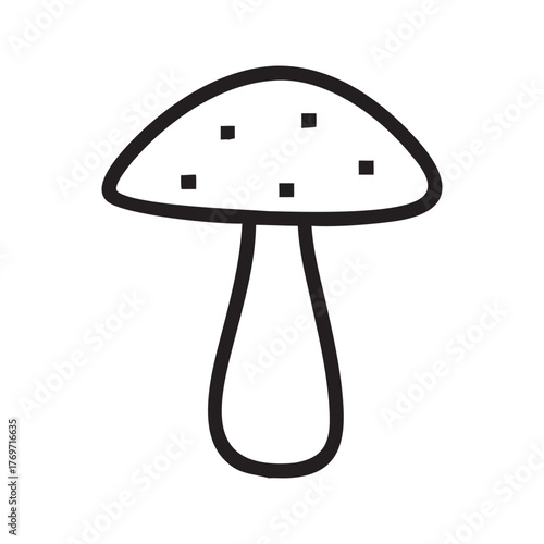 Simple outline mushroom icon forest fungi nature element decorative food ingredient symbol vector