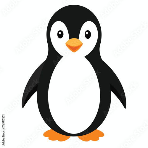 Cartoon penguin vector illustration, cute bird, black and white plumage