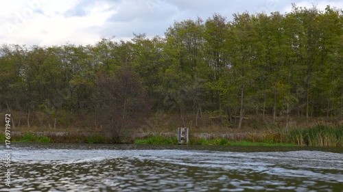 waves on the river pier