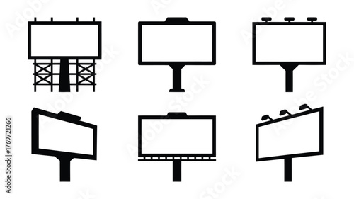 Set of billboard icons simple vector designs of advertising structures isolated on white background