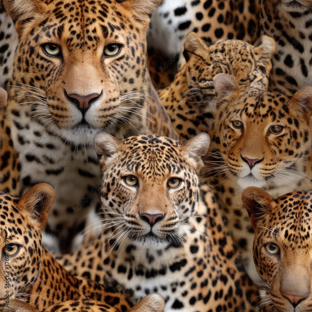 Fototapeta premium Soft fur showcases a striking pattern of dark spots on a light base, highlighting the beauty of nature's design and textures SEAMLESS PATTERN