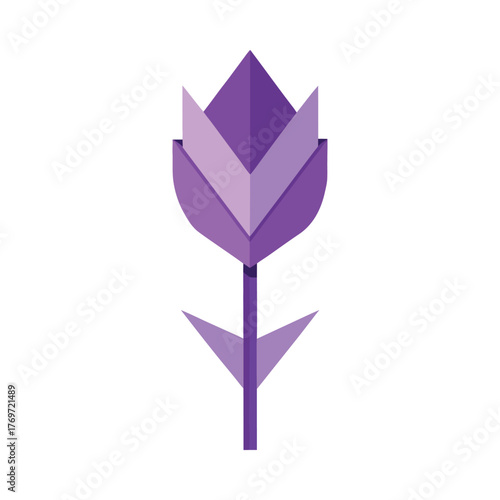 Elegant origami lavender flower folded purple paper minimalist floral design art project