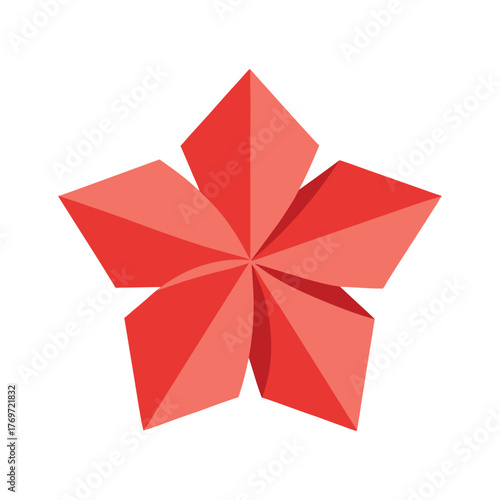 Origami hibiscus flower folded coral paper geometric tropical design art element