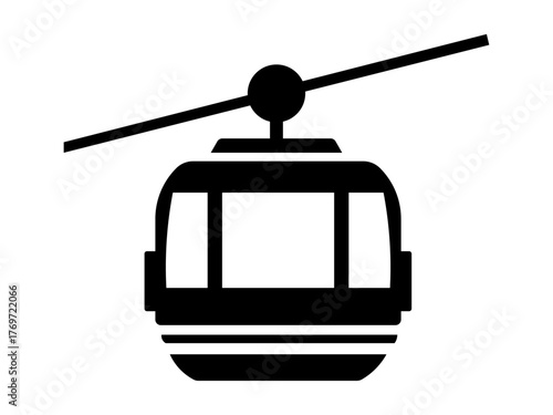Minimal Black Cable Car / Gondola Icon — Flat Vector Transportation Symbol