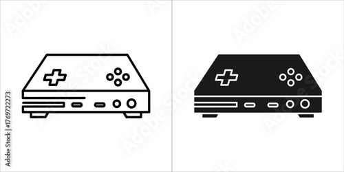 Retro video game console with controller buttons