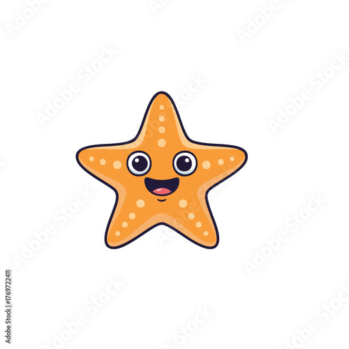 Cheerful Cartoon Starfish with Big Eyes and a Smile