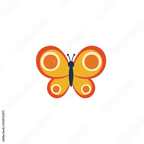 Colorful Butterfly Illustration with Orange and Yellow Wing Design
