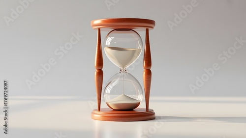 3D Wooden Hourglass with Flowing Sand , Time, Patience, and Classic Vintage Timer Concept