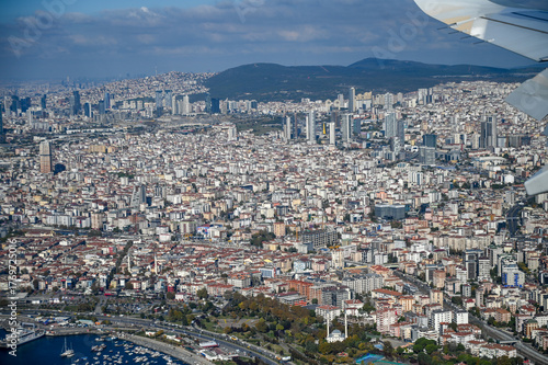 Istanbul, Turkey, panoramic view of the city. Numerous buildings in the city center.