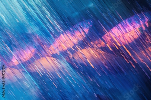 Abstract iridescent light interference waves forming mesmerizing surreal digital refraction color dance