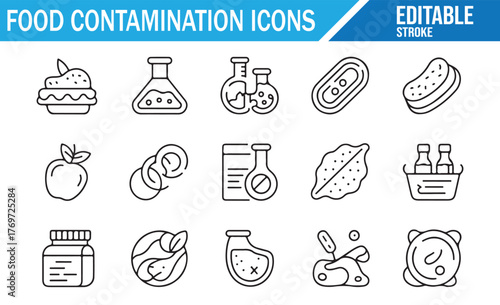 Allergen and Hazard Icons for Food Safety — Clean Line Vector Pack