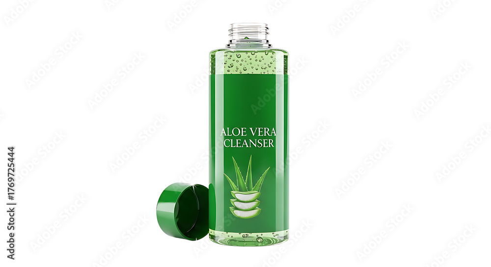 Obraz premium Aloe vera cleanser isolated on transparent background