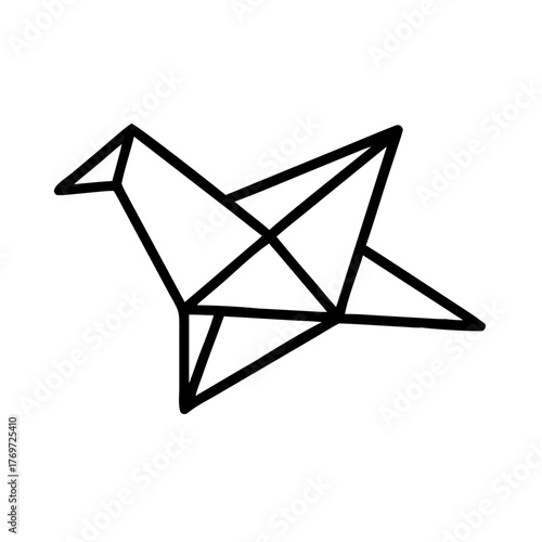 Birds. Origami concept. Monochrome. Tangram. Line art illustration. Squares and triangles. Geometric. Animals. Cranes. Migratory birds.