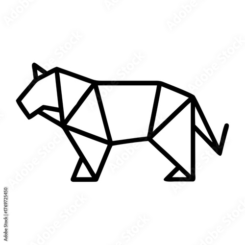 Bear. Origami concept. Monochrome. Tangram. Line art illustration. Squares and triangles. Geometric. Animal.