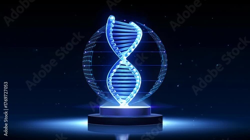 Neon DNA Spiral — Futuristic Genetics and Biotechnology