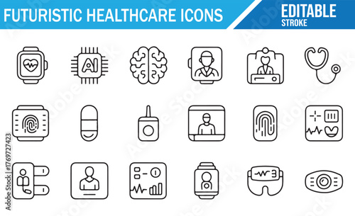 Digital Healthcare, Smartwatch, and Diagnosis Device Vector Design
