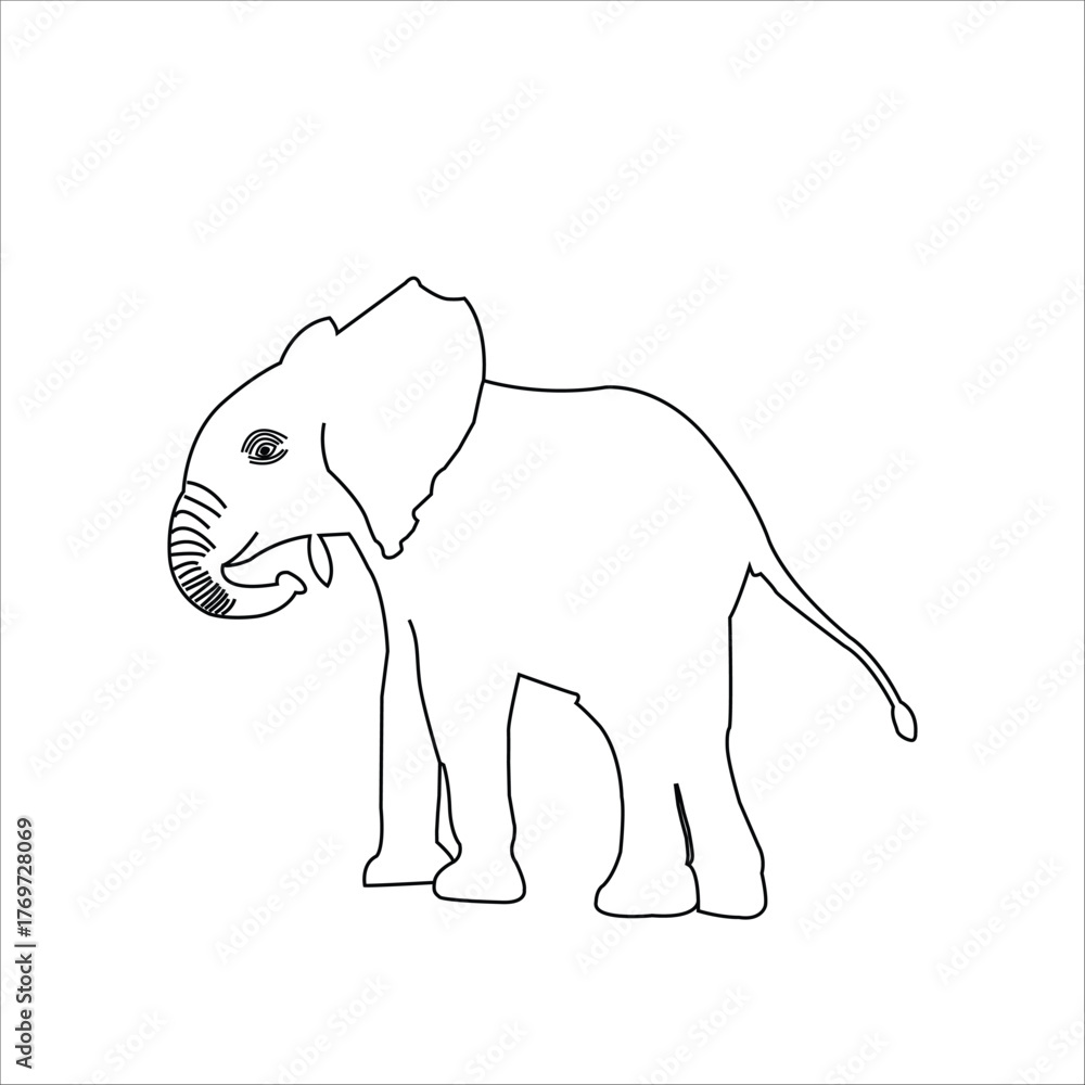 Fototapeta premium Baby Elephant Outline Illustration