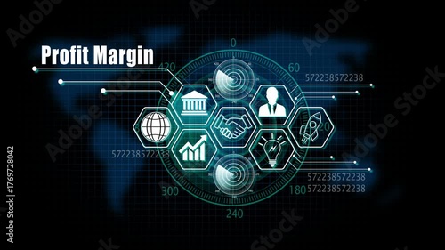 profit margin Lifecycle on Futuristic Radar Technology Background. 