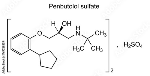 Penbutolol sulfate, chemical structure of penbutolol sulfate, drug substance