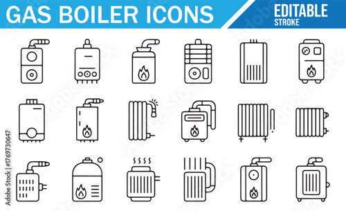 Modern Heating Equipment and Boiler System Illustration Pack