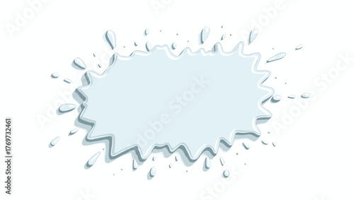 Icy snowball splatter on wall with glossy reflection and irregular shape, concept of clean freshness and creative design