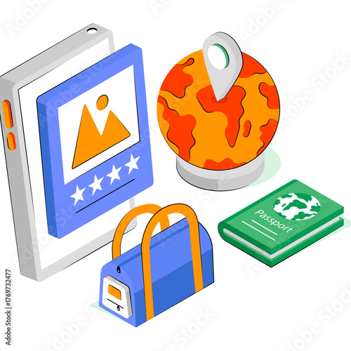 Conceptual isometric design illustration of mobile landscape 