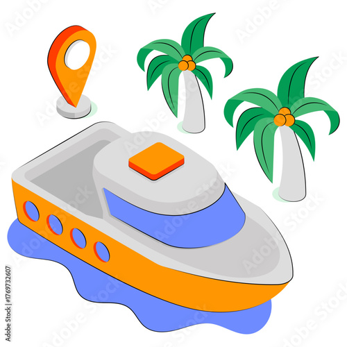 A isometric design illustration of sea travel 