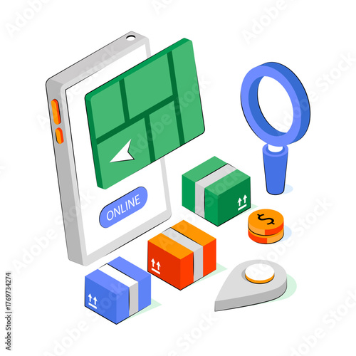 Modern design illustration of mobile parcel tracking 