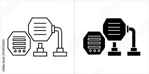 Two industrial electrical transformers