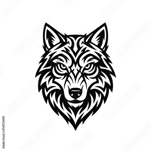 Fierce Tribal Wolf Head Tattoo Design Emblem for Strength and Power