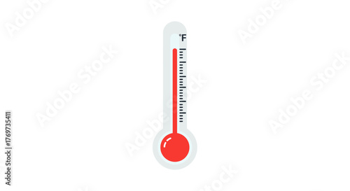 Illustration of a thermometer with a red bulb and a scale indicating temperature.