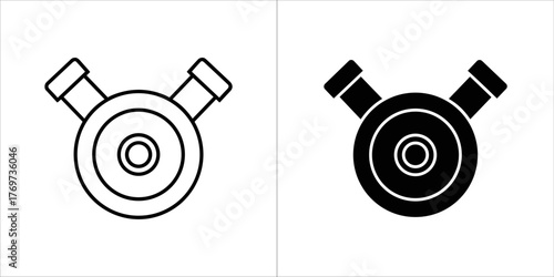 Outline and solid black icon of a car engine cylinder
