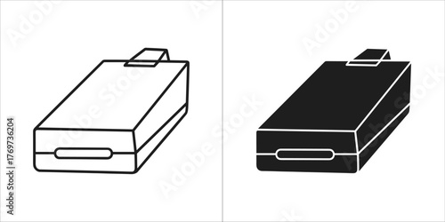 Simple outline and filled silhouette of a usb flash drive