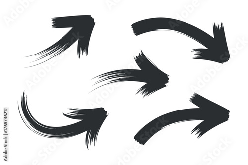 Brush Stroke Arrow Vector Set: Directional Navigation Design Elements