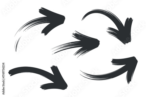 Transparent Background Brush Stroke Arrow Vector Set Navigation