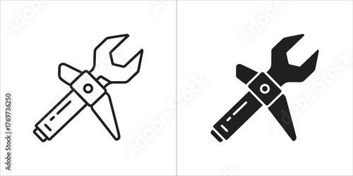 Wrench and caliper icon set