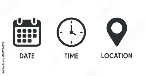 Date Time Location Icon Vector Set Interface Appointment Marker