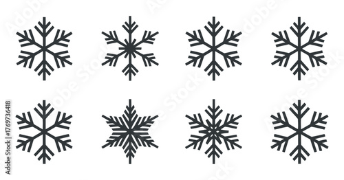 Set of Vector Snowflakes Winter Ice Symbol Decoration