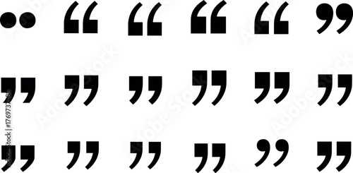 Collection of Quotation Mark Icons in Vector Format for Graphic Design and Text Emphasis