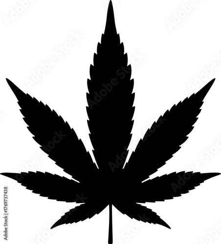 Marijuana Leaf Silhouette A Bold Black Cannabis Symbol for Various Creative Projects