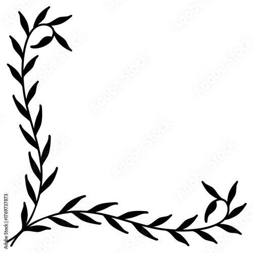 Botanical Corner Frame | Border Element | Leafy Vector Graphic